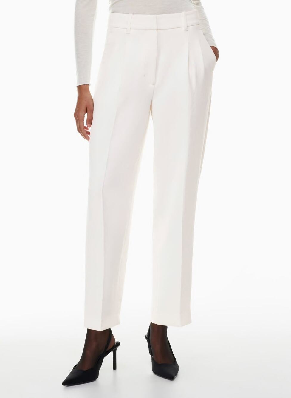 Aritzia Wilfred Carrot Pant High Rise Crepe Light Birch Off White Plus Size 16